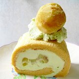 抹茶と栗のロールケーキ